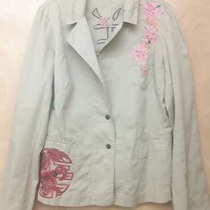 Johnny Was floral dragon embroidered shirt jacket
